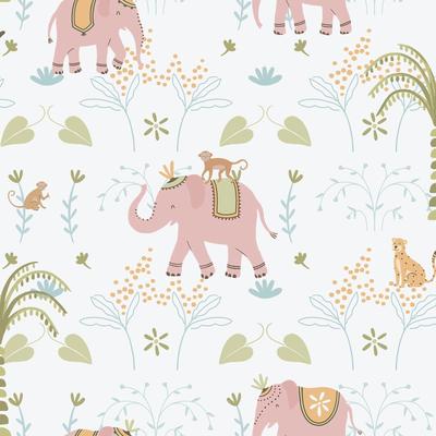 Galerie Wallcoverings Bambino Collection Elefun Jungle Matte Finish Non-woven Wallpaper Roll