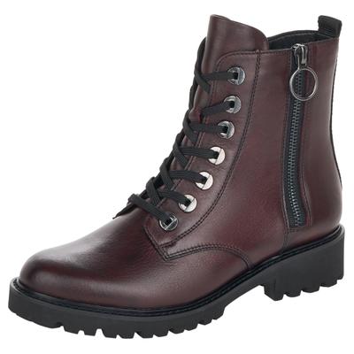 Schnürstiefelette REMONTE, Damen, Gr. 39, wärmend, rot (dunkelrot), Leder, used, Schuhe Schnürstiefelette, Blockabsatz, Stiefelette, Schnürboots, im modischen Used Look, Topseller