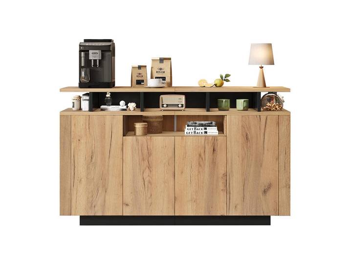 Komhtom Sideboard B120/T40/H85cm,Natural, Naturfarben, Holz, Mode, 40x85x120 cm, Kleinmöbel, Kommoden, Sideboards