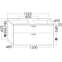 Burgbad Keramik-Waschtisch+Waschtischunterschrank System 30 Preisgruppe 3 Diago Grau SHAH123F1509C0001