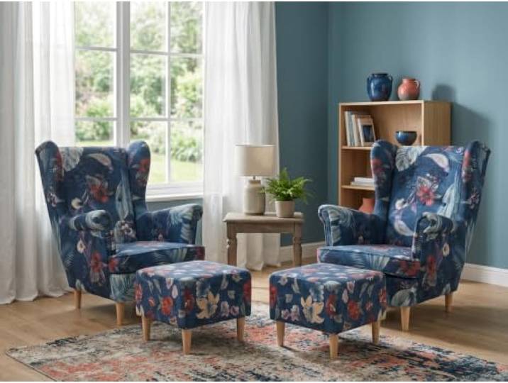 Family Meble 2er-Set Ohrensessel Ari Spring mit Hockern – Variante Ari Spring 2