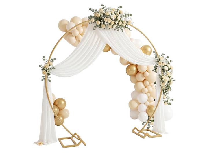 Relaxdays Dekobogen Gold rund Stahl, Goldfarben, Metall, 240x210x40 cm, Dekoration
