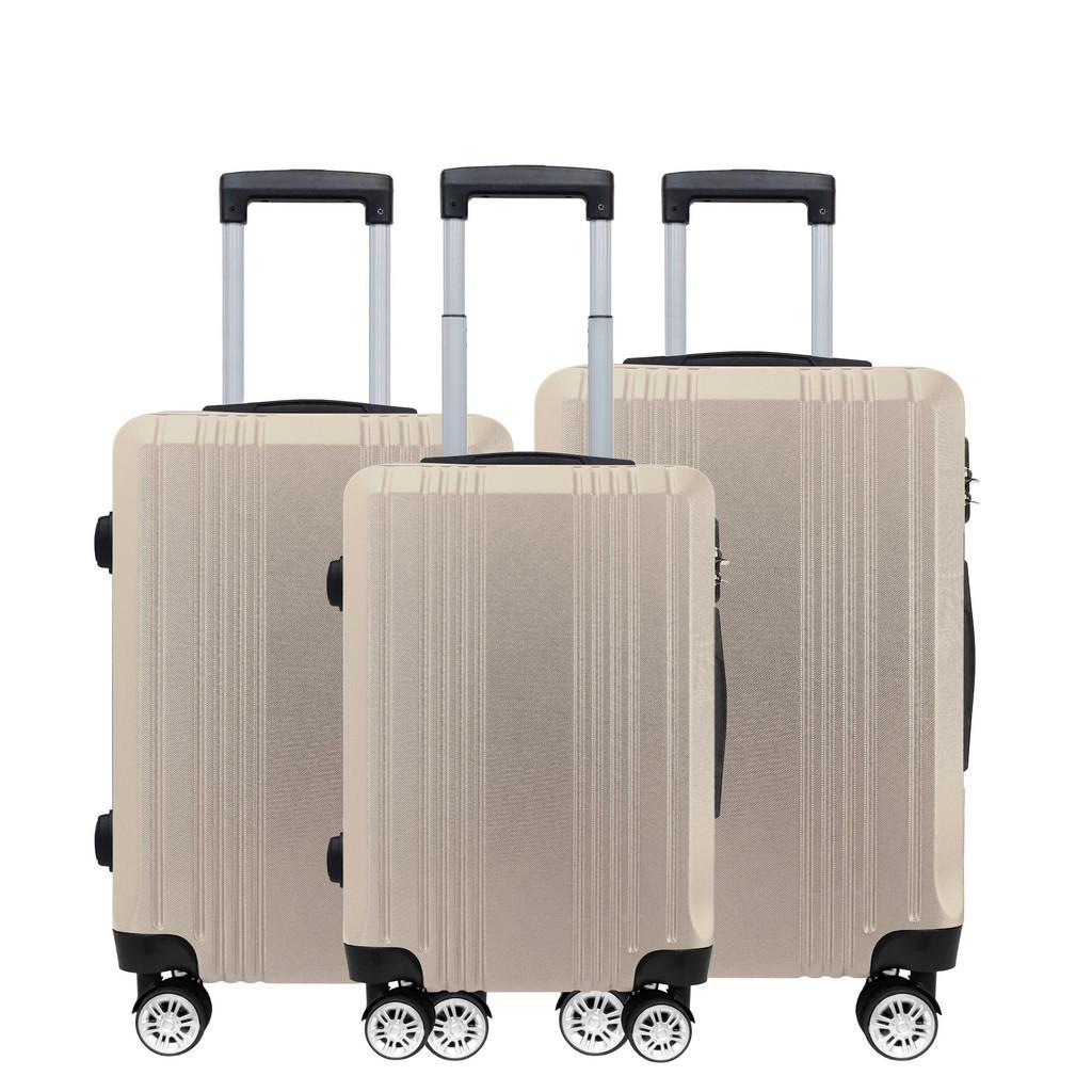 Novel Reisekofferset , Goldfarben , Metall, Kunststoff, Textil , 3-teilig , Zahlenschloss, höhenverstellbarer Teleskopgriff, 360°-Rollensystem, Tragehenkel, Netzfach , Freizeit & Co, Reisekoffer & Taschen
