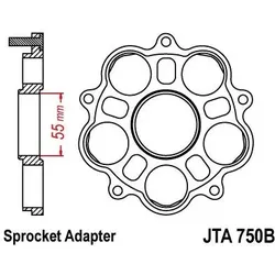 JT, Motorrad Zubehör, Ritzeladapter hinten für Ducati 748/796/800/848/916/1000/1100