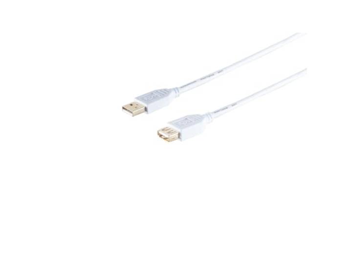 USB naar USB verlengkabel - USB2.0 - tot 2A / wit - 1 meter