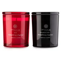 PUR FLEUR 2er-Set Duftkerzen Oh Lemon Mod & Lychee + Rose Brenndauer je ca. 50h
