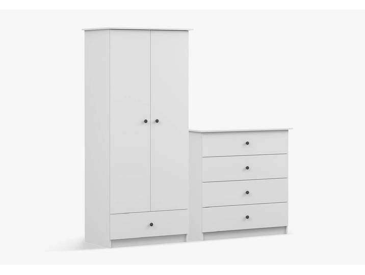 Drehtürenschrank und Kommode 2-er Set OLAF I 2D/OLAF I Weiß Weiß Anthrazit