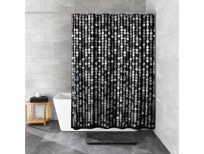 Duschvorhang TXT Perla Polyester Schwarz 180 x 200 x 0cm