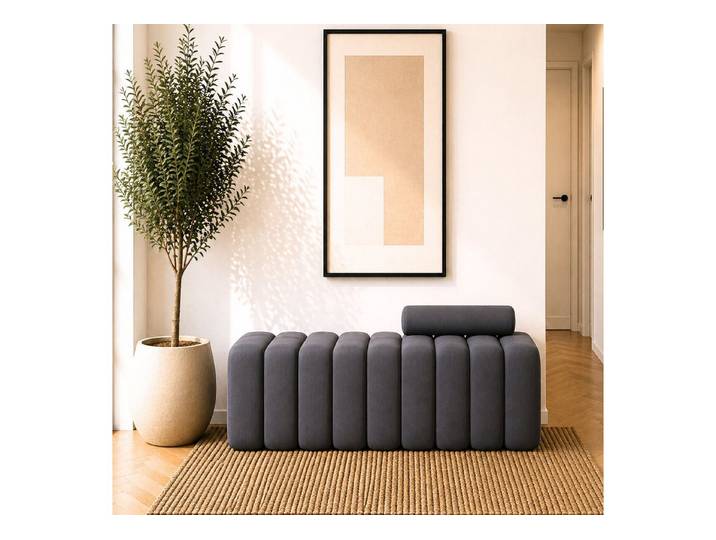 mukuhi Sitzbank SITZBANK gepolstert mit Rückenrolle Kaschmir Optik modern Design, 150x45x43