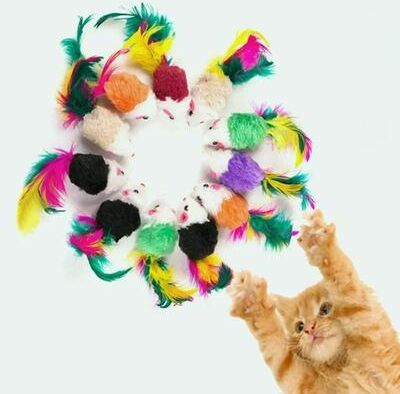 Uplift Essentials Feathered Fleece Interactive Cat Mouse Toy Set Feathered Fleece Interactive Cat Mouse Toy Set