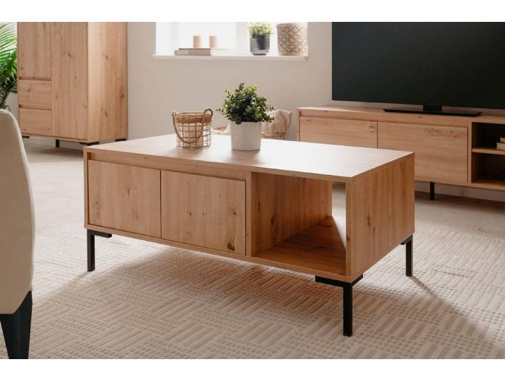 möbelvita Couchtisch Couchtisch Genf 55B - Griffloses Design in Artisan Eiche