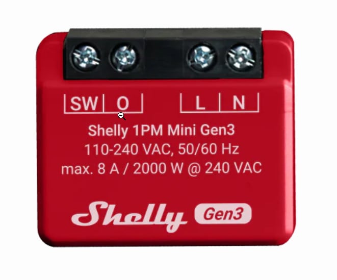 Shelly 1PM Mini Gen3 Unterputz Relais max 8A 1 Kanal WLAN BT Leistungsmessung Shelly_1PM_Mini_G3