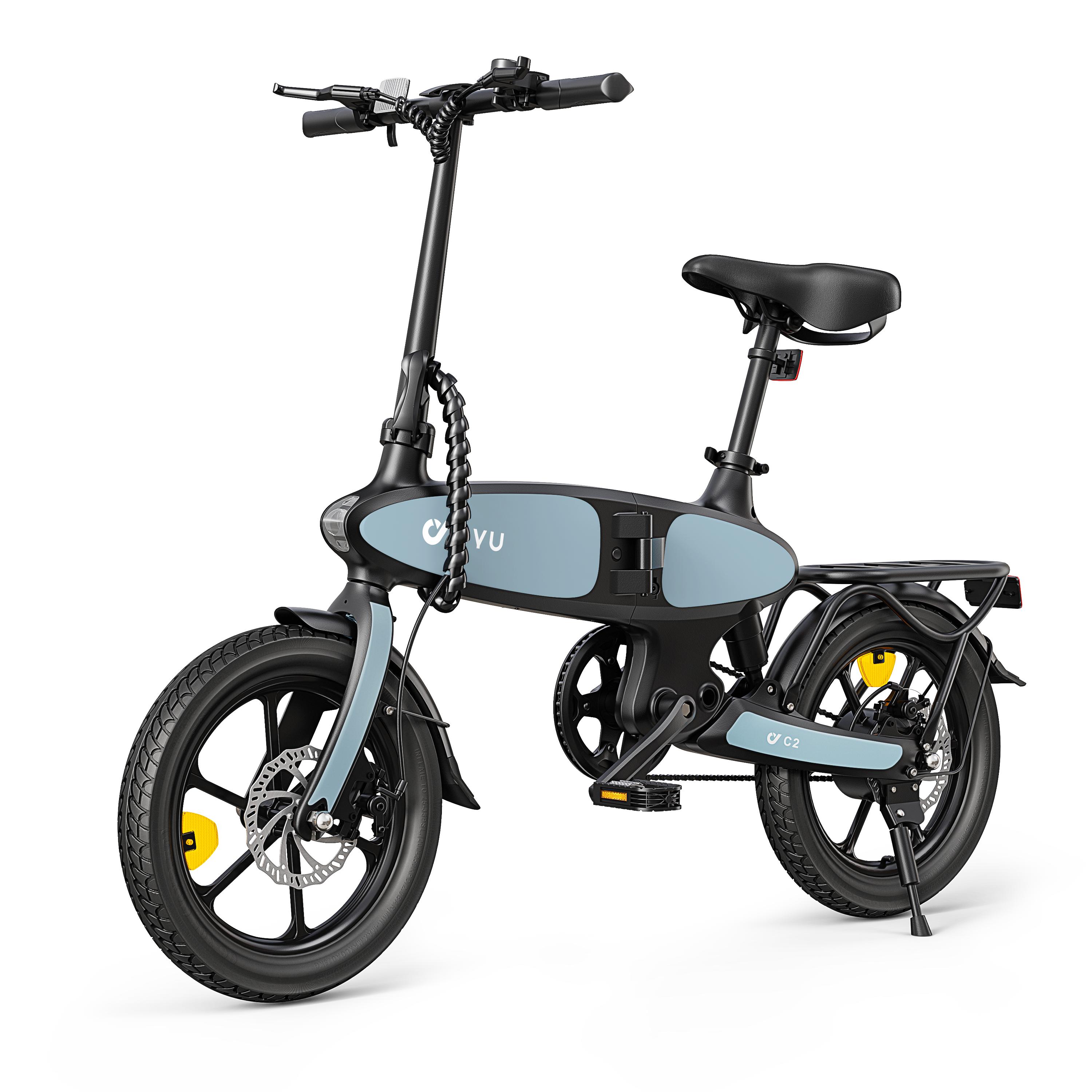 C2 leichtes klappbares Elektro-Fahrrad, 16-Zoll, max. 25 km/h, 48V 7,5Ah Akku, Doppelscheibenbremsen,120kg