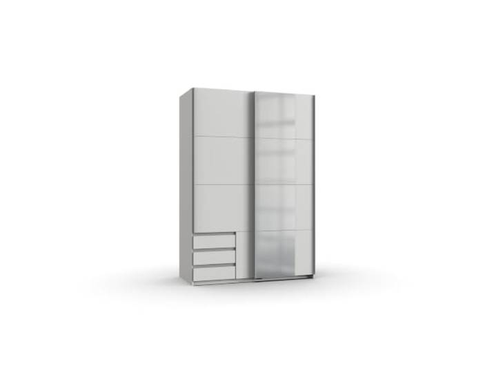 Kleiderschrank Emden Weiß 135 cm Breite mit Spiegel