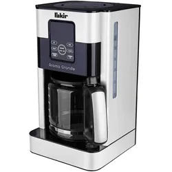 Fakir 9231001 Aroma Grande Edelstahl Filter-Kaffeemaschine mit Glaskanne, LED-Touch-Display, Warmhaltefunktion, bis zu 12 Tassen, 1000 Watt, Weiß