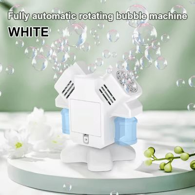 Inspire Picks Double Head Rotating Bubble Machine For Kids Handheld Outdoor Bubble Toy No Battery Required white