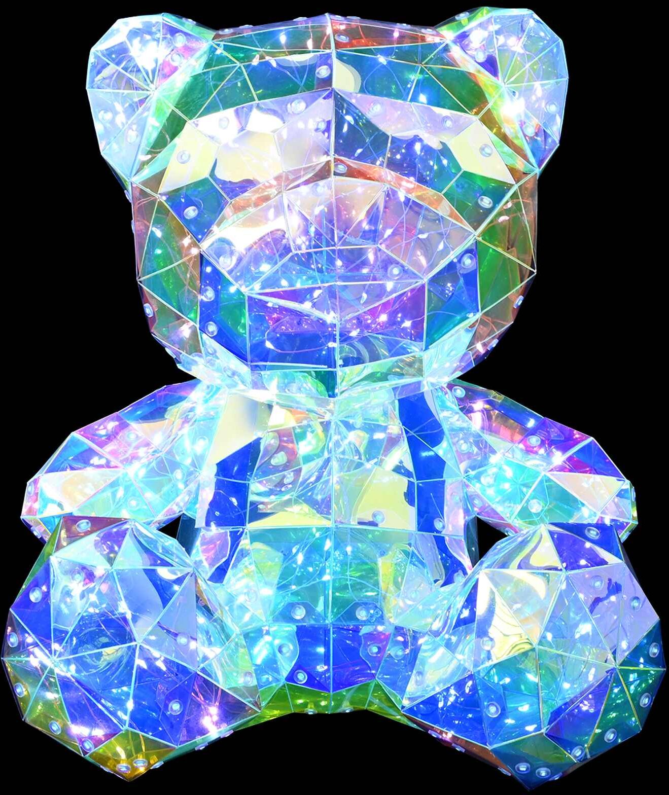 vidaXL Ours LED prismatique iridescent Multicolore 32 x 28 x 38 cm