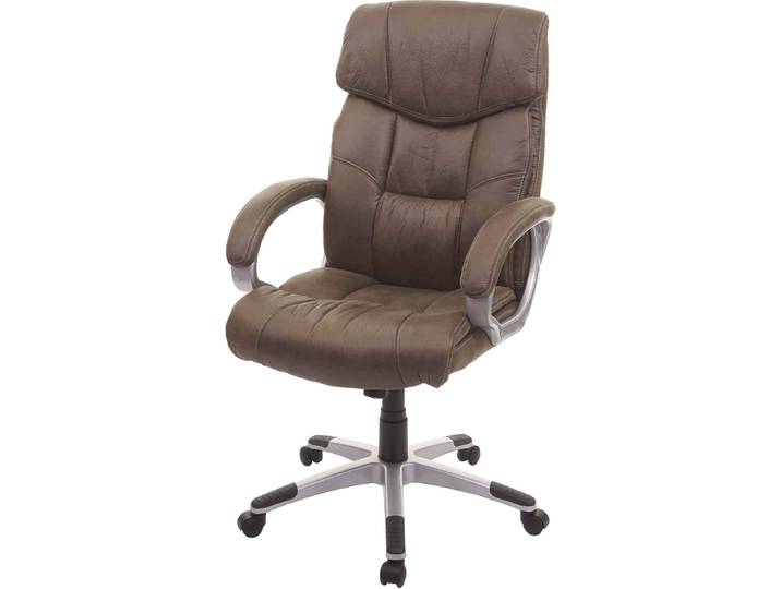 Bürostuhl HWC-A71, Chefsessel Drehstuhl Schreibtischstuhl, Stoff/Textil, Wildleder-Optik braun