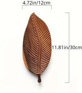 Uplift Essentials Leaf Shaped Oleander Wood Tray With Handle For Breakfast Desserts And Snacks chocolate