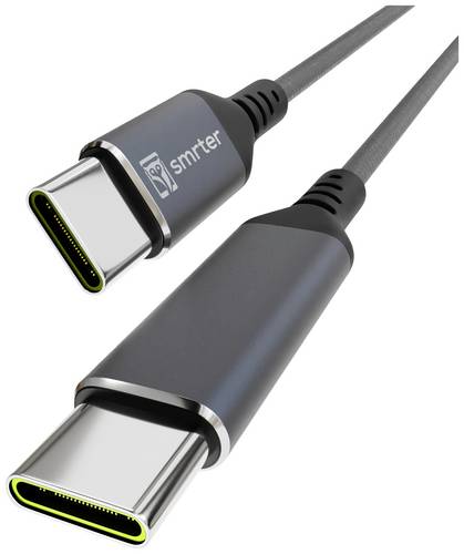 Smrter USB-C Kabel USB 2.0 USB-C Stecker, USB-C Stecker 2.00m Anthrazit mit OTG-Funktion, Rund, Stoff-Ummantelung