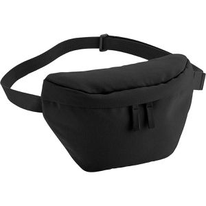 BagBase Bauchtasche Simplicity BG875, aus Polyester, schwarz, wasserabweisend, 1 Liter, Breite 25cm, 2 Fächer