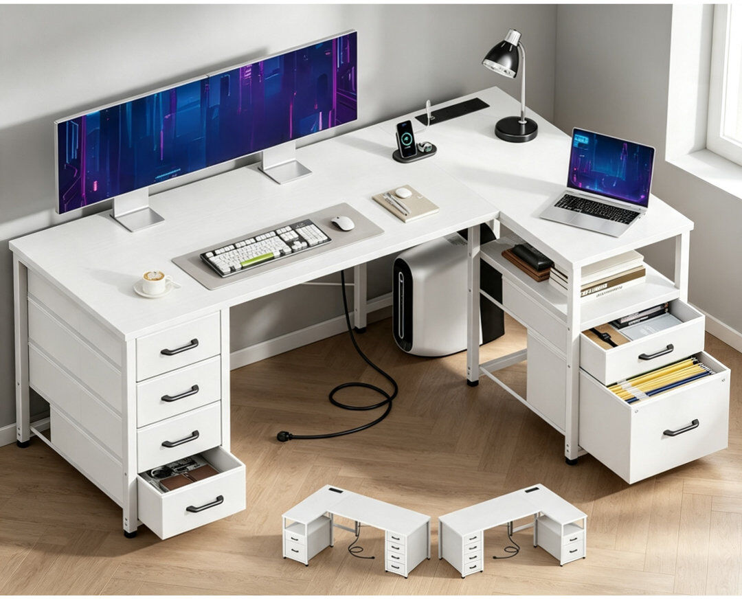 Brayden Studio Computer Desk White 75.5cm H X 140cm W X 80cm D