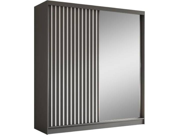 BEAUTY SOFA Schwebetürenschrank Helix II mit Spiegel, Schubladen, Kleiderstange und Regalfächern, Lamellenfront