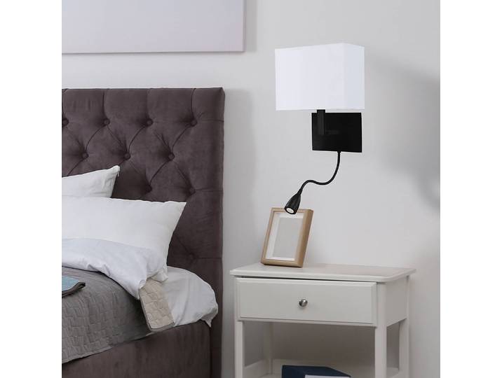 Applique murale LED Hotel 20 x 26 x 26cm Noir/Noir Tissu mélangé LED E27/Module LED
