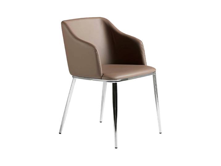 Design Stuhl „Milos“ mit Armlehnen - Kunstleder Braun, Silber Angel Cerdá
