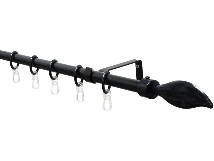 Gardinenstange GARDINIA Set Metall Gr. 1, schwarz, L:240cm, Aluminium, Gardinenstangen, Gardinenstange, 1-Lauf