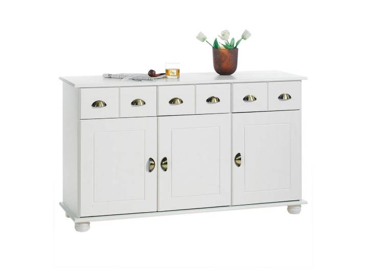 Idimex Apothekerkommode Colmar weiß, Weiß, Holz, Kiefer, Vintage, 134x80x39 cm, Kleinmöbel, Kommoden, Sideboards