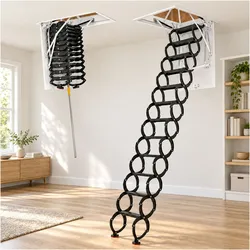 VEVOR Dachbodenleiter, Tragkraft 299,4 kg, passend für Deckenhöhen von 2,9-3,1 m & Öffnungsgröße von 1000,76x698,5 mm, Scherentreppe aus legiertem Stahl mit Zugstange für Dachboden