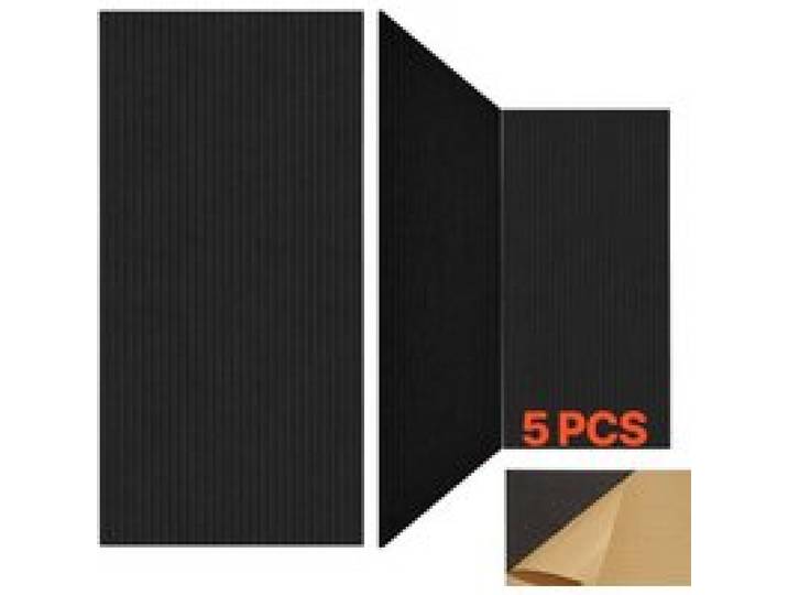 VEVOR Panneau Acoustique, Lot de 5, Mousse Acoustique Mural Autocollant 120 x 60 x 1 cm Panneaux Insonorisants Fibre de Polyester Haute Densité, Isolation Phonique pour Maison, Studio, Bureau, Noir