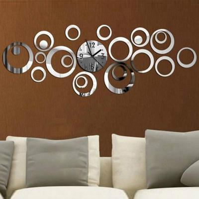 Inspired Deals Modern 3D Acrylic Mirror Wall Clock DIY Decorative Silent Quartz Clock sliver