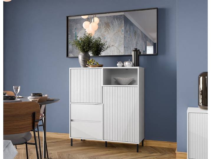 Commode Jitang 105 x 117 x 40cm Blanc/Blanc
