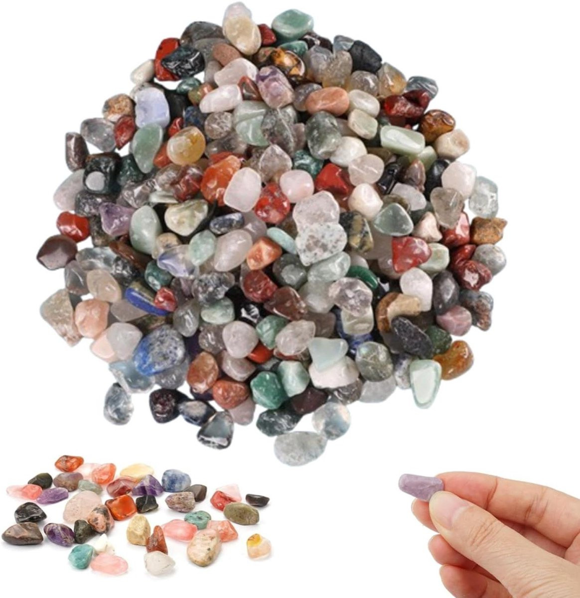 Kristalchips Natuurlijk - Helende Stenen voor Decoratie en Energiebalans - Getrommelde Kwaliteit - 500 gram - Gemengd