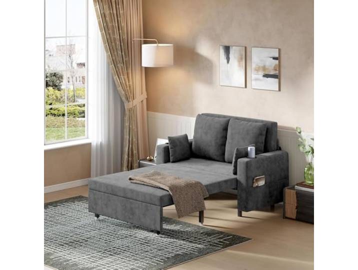 Acekool 3‑In‑1 Schlafsofa‑Loveseat, USB‑Anschluss, Getränkehalter Ausgeklappt 190 x 117 x 70 cm, Ausziehfunktion, USB‑& Type‑C‑Ladeanschluss, Getränkehalter, Seitentasche, Inklusive Kissen