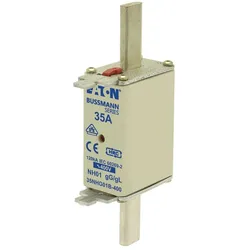 Eaton 35NHG01B-400 Sicherungseinsatz, Niederspannung, 35 A, AC 400 V, 120 kA, NH01, gL/gG, IEC, Doppelkennmelder, spannungsführende Grifflasche  - 3 Stück