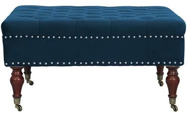 Maypex Square Velvet Upholstered Cocktail Ottoman with Caster Wheels