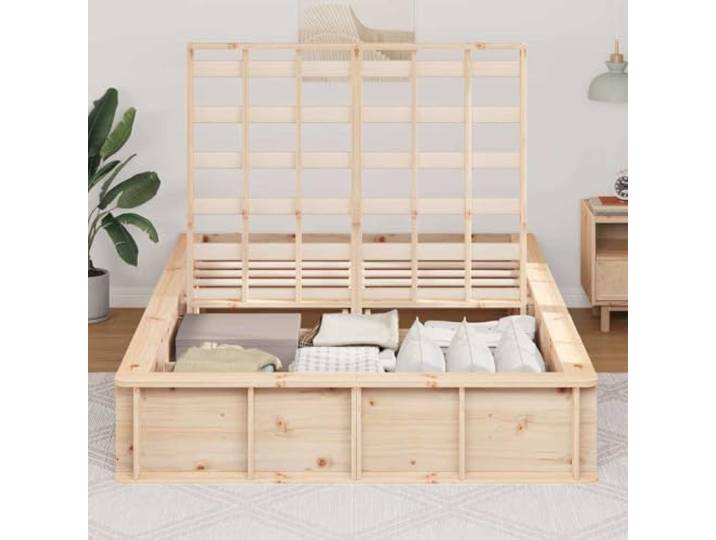 KTHLBRH Bettgestell, braun, 120 x 190 cm, Kiefer massiv Modernes Design, einfache Linien, Plattform, elegantes Zimmer