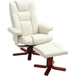 RELAXSESSEL mit Hocker, Fernsehsessel mit Liegefunktion, Wippfunktion, Cremeweiß