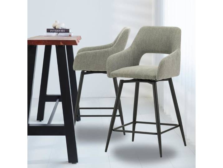 Tabouret de bar - DIMEHOUSE - Skye - Pivotant - Vert - Avec accoudoirs