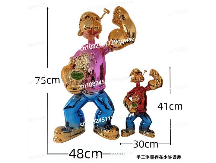Popeye FRP galvanoplastie décoration douce, ornement de modèle de personnage de dessin animé, photo créative, gravure de beauté commerciale