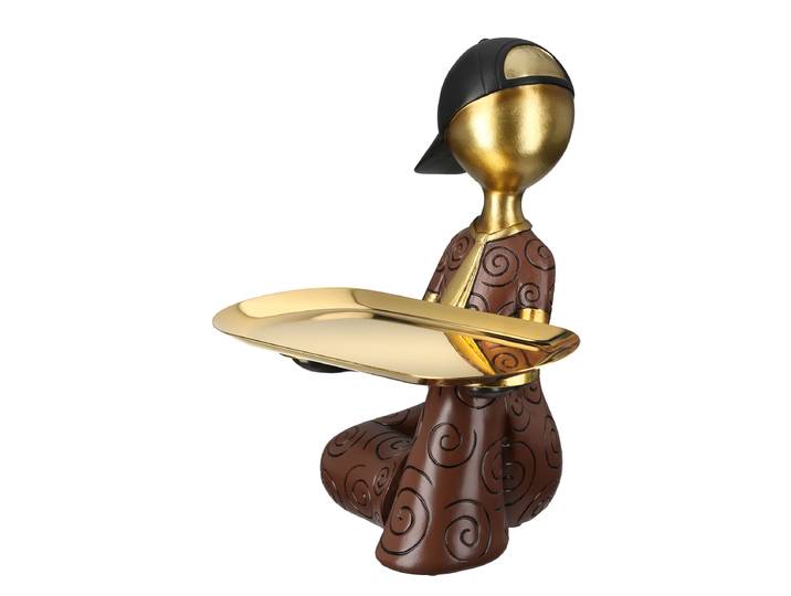 Figur Ballonjunge Tablett 23 x 24 x 13cm Braun
