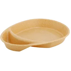 greenbox - Mehrweg Menüteller "Häppy Plate" 27,5 x 20 x 3,5 cm, 2 Kammern, tropfenförmig, Karamell / braun, 15 St.