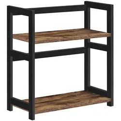 Helloshop26 - Gewürzregal 2-stöckiges Ablagefach Schreibtisch-Organizer Bambusrahmen für Küche Esszimmer Büro 43 cm rustikales 12_0001499