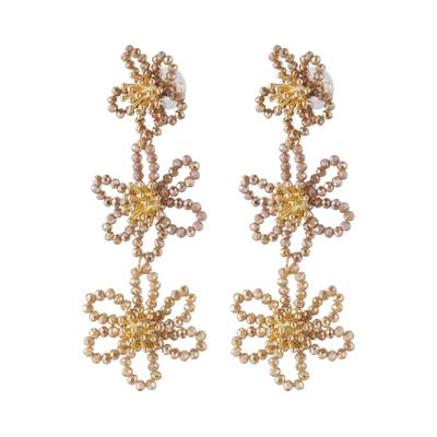 Paar Ohrhänger ADELIA´S "Ohrringe Ohrhänger aus Legierung", Damen, Gr. Damen, rosa (hellbraun), Ohrringe, Modeschmuck, modisch mit floralen Statement-Elementen