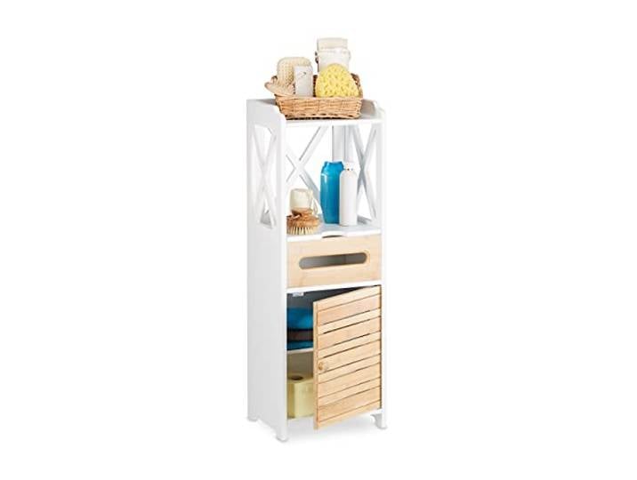 Relaxdays Petite Armoire étagère avec 5 Niveaux Salle de Bain Cuisine Rangement Multi-Fonctions\, Blanc
