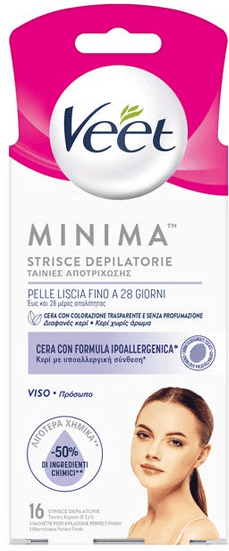 Veet Minima Strisce Depilatorie Viso 16 Pezzi
