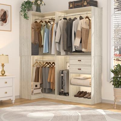 Rackcog Navada Set of 2 Corner Closet Organizer, 70.9'' W Closet System with Drawers and Hanging Rods